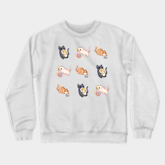 3 Cats Pattern Crewneck Sweatshirt by franzieart